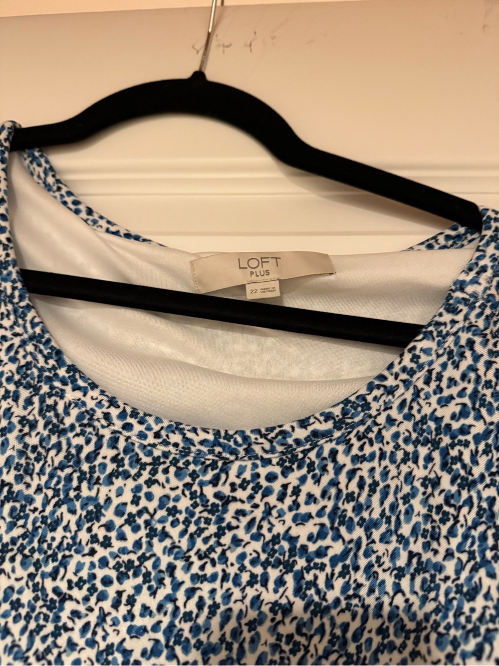 LOFT Plus Blue and White Floral Midi Dress